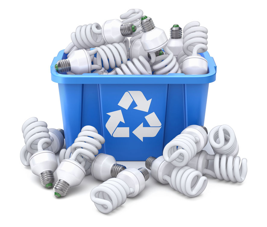 Ртутные лампы в контейнере для переработки